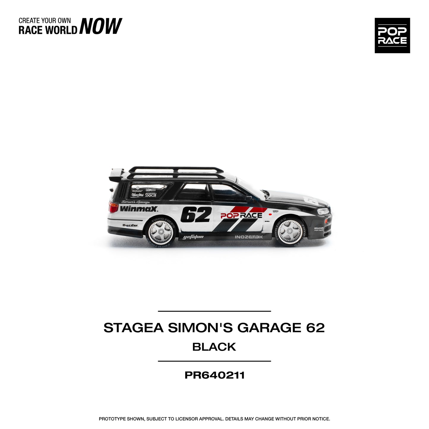 **PRE ORDER** Pop Race Nissan Stagea Simon's Garage #62 - Black