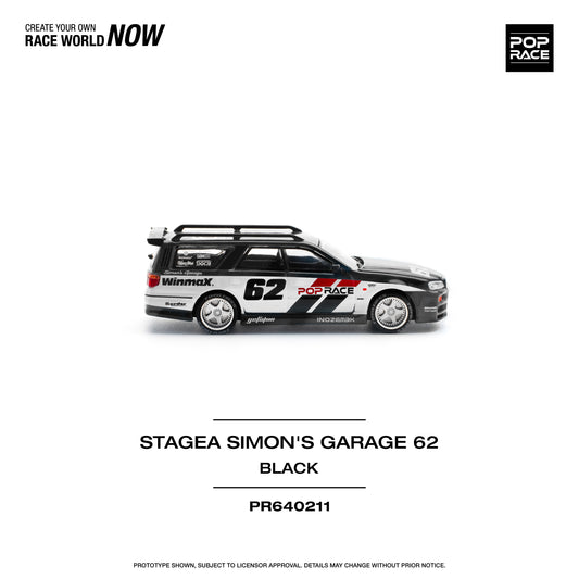 **PRE ORDER** Pop Race Nissan Stagea Simon's Garage #62 - Black
