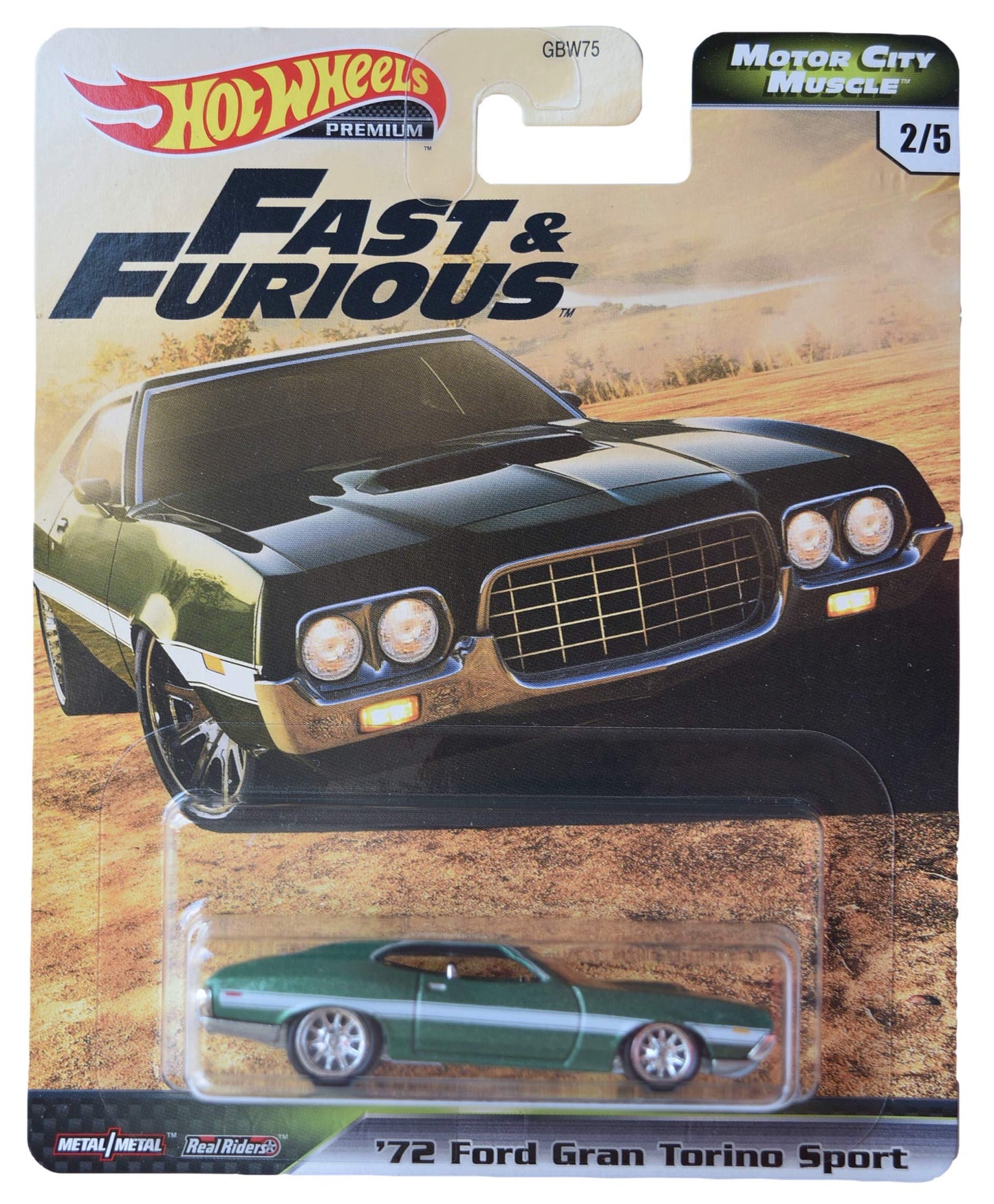 Hot Wheels Premium Fast & Furious Motor City Muscle '72 Ford Gran Torino Sport