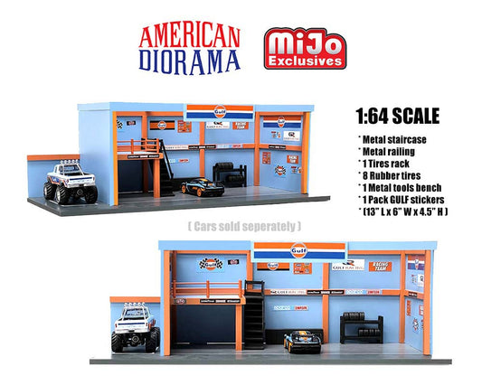 American Diorama Mijo Exclusive Garage Diorama Auto World GULF
