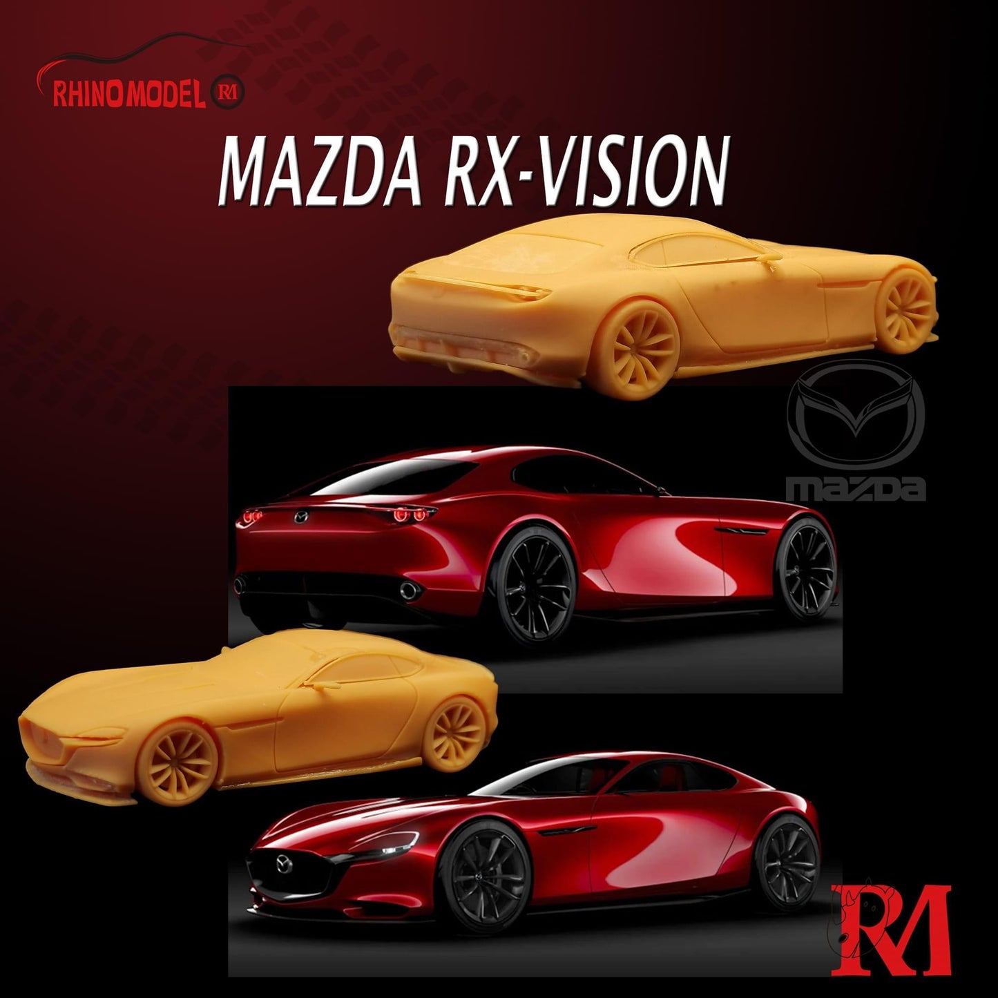 Pre Order Rhino Model Mazda RX Vision Coupe - Soul Moving Red