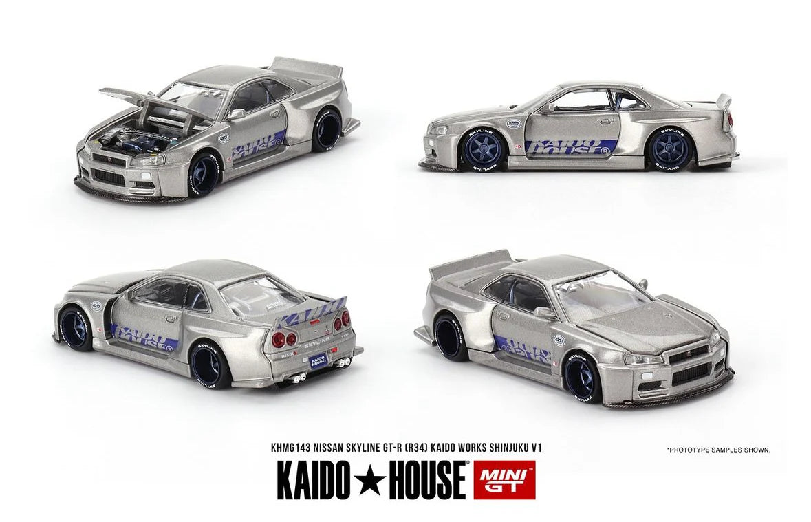 Pre Order Kaido House x Mini GT Nissan Skyline R34 GTR Kaido Works Shinjuku V1 - KHMG143