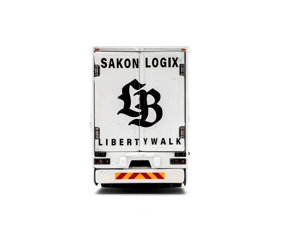 Pre Order GCD 1:64 Liberty Walk LB-Trucks Mitsubishi Fuso Super Great Transporter Sakon Logix – White