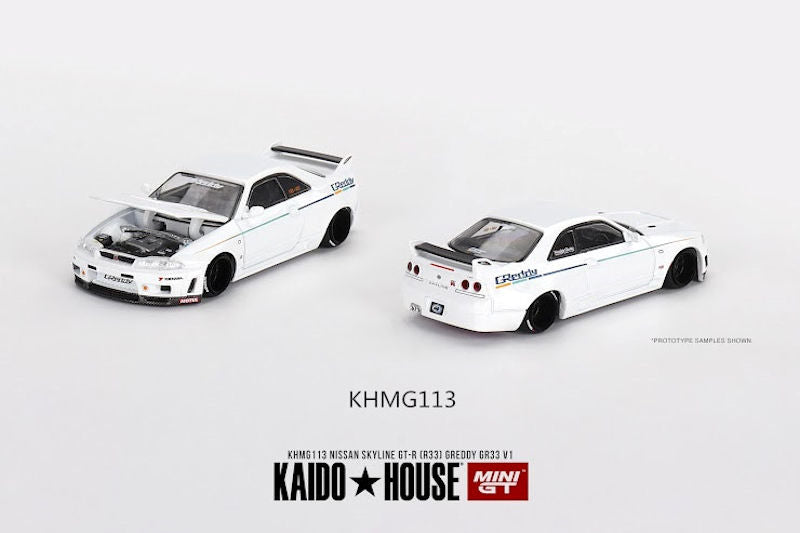 Kaido House x Mini GT Nissan Skyline R33 GTR Greddy V1