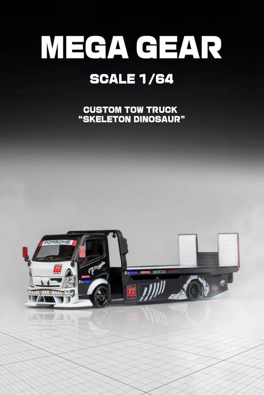 Micro Turbo Mega Gear Custom Extendable Tow Truck Skeleton Dinosaur Livery Black & White