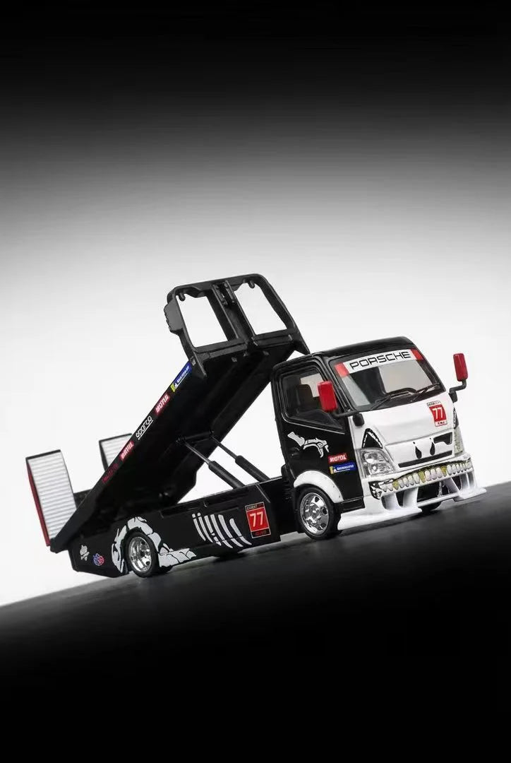 ** PRE ORDER** Micro Turbo Mega Gear Custom Extendable Tow Truck Skeleton Dinosaur Livery Black & White