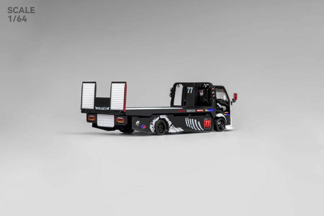 ** PRE ORDER** Micro Turbo Mega Gear Custom Extendable Tow Truck Skeleton Dinosaur Livery Black & White