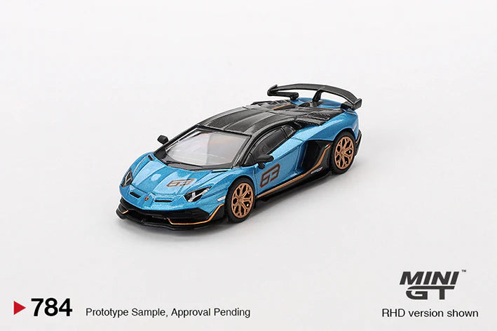 **PRE ORDER** Mini GT Lamborghini Aventador SVJ 63 Blu Aegir