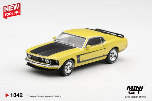 **PRE ORDER** Mini GT Ford Mustang Boss 302 1969 Bright Yellow – NEW TOOLING - MGT01342