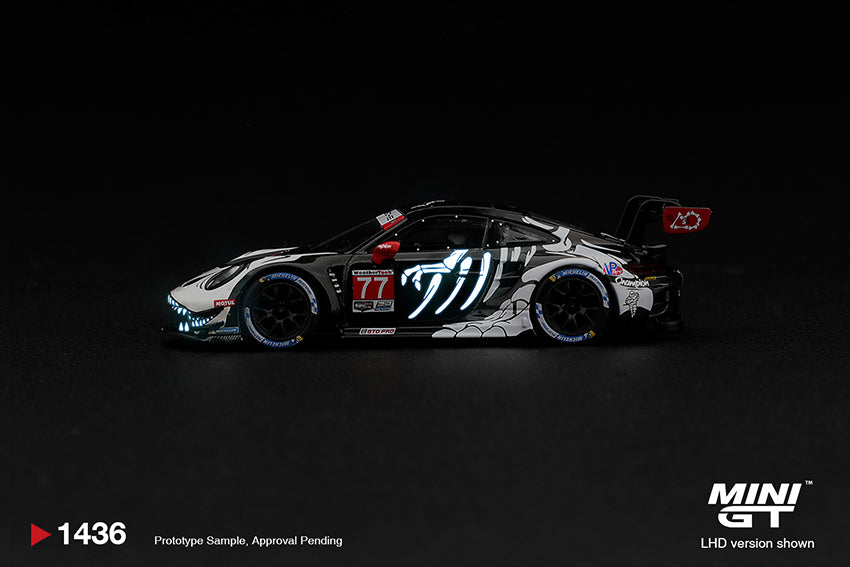 **PRE ORDER** Mini GT Porsche 911 GT3 R (992) #77 AO Racing "Skeleton Rexy" 2026 IMSA Petit Le Mans - MGT01436