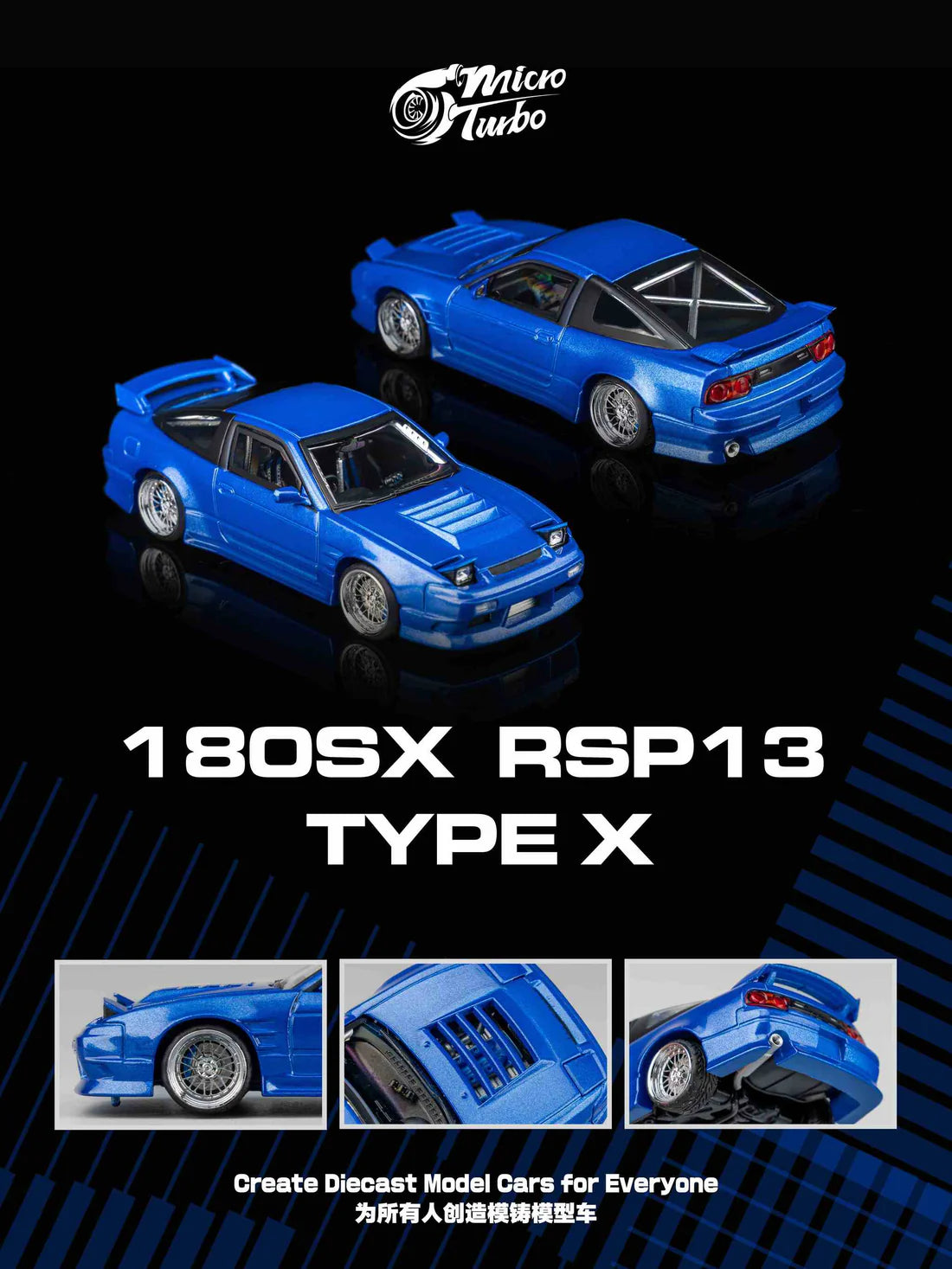 Micro Turbo 180SX Type X Metallic Blue