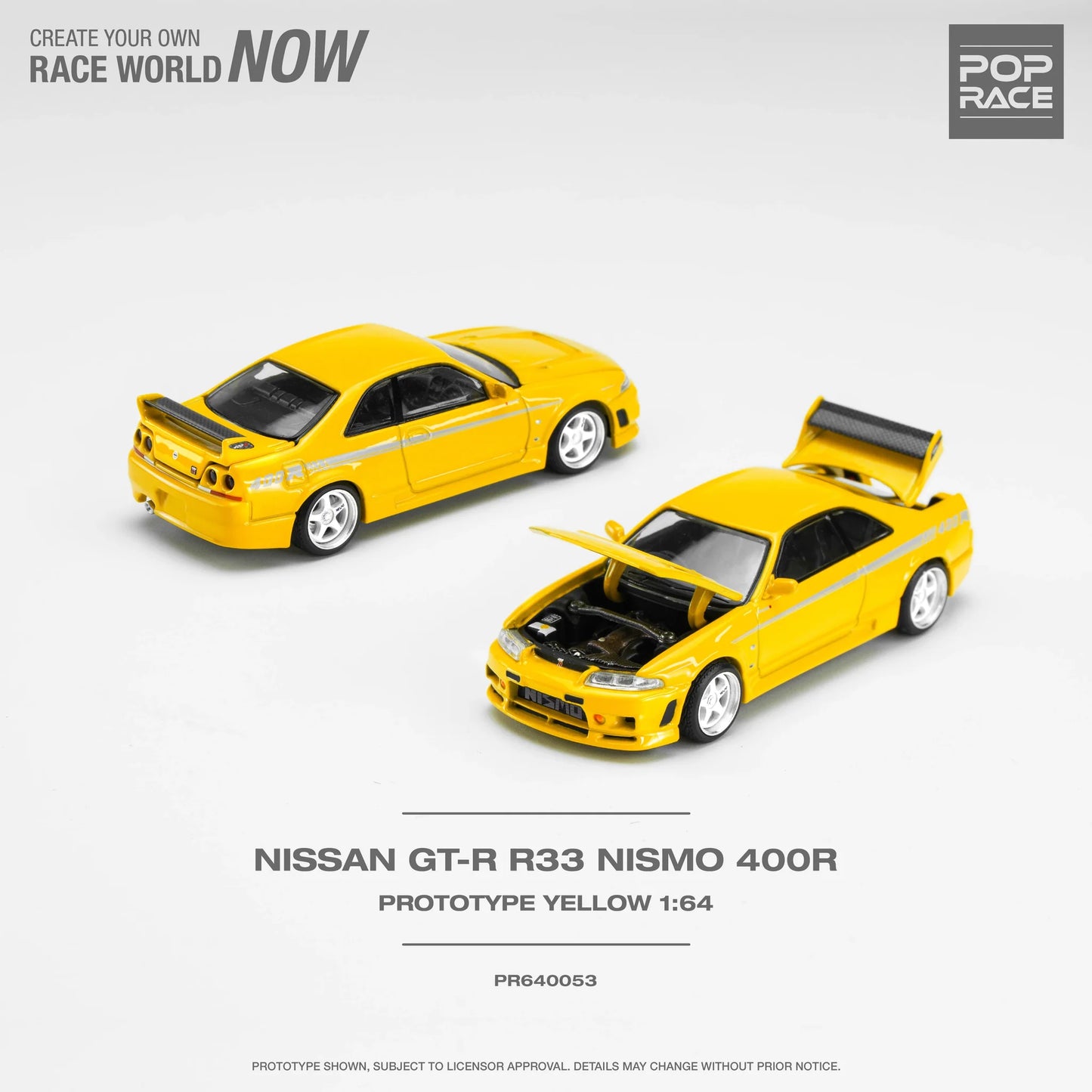 Pop Race Nissan Skyline R33 GTR Nismo Yellow 400R PR64-0053