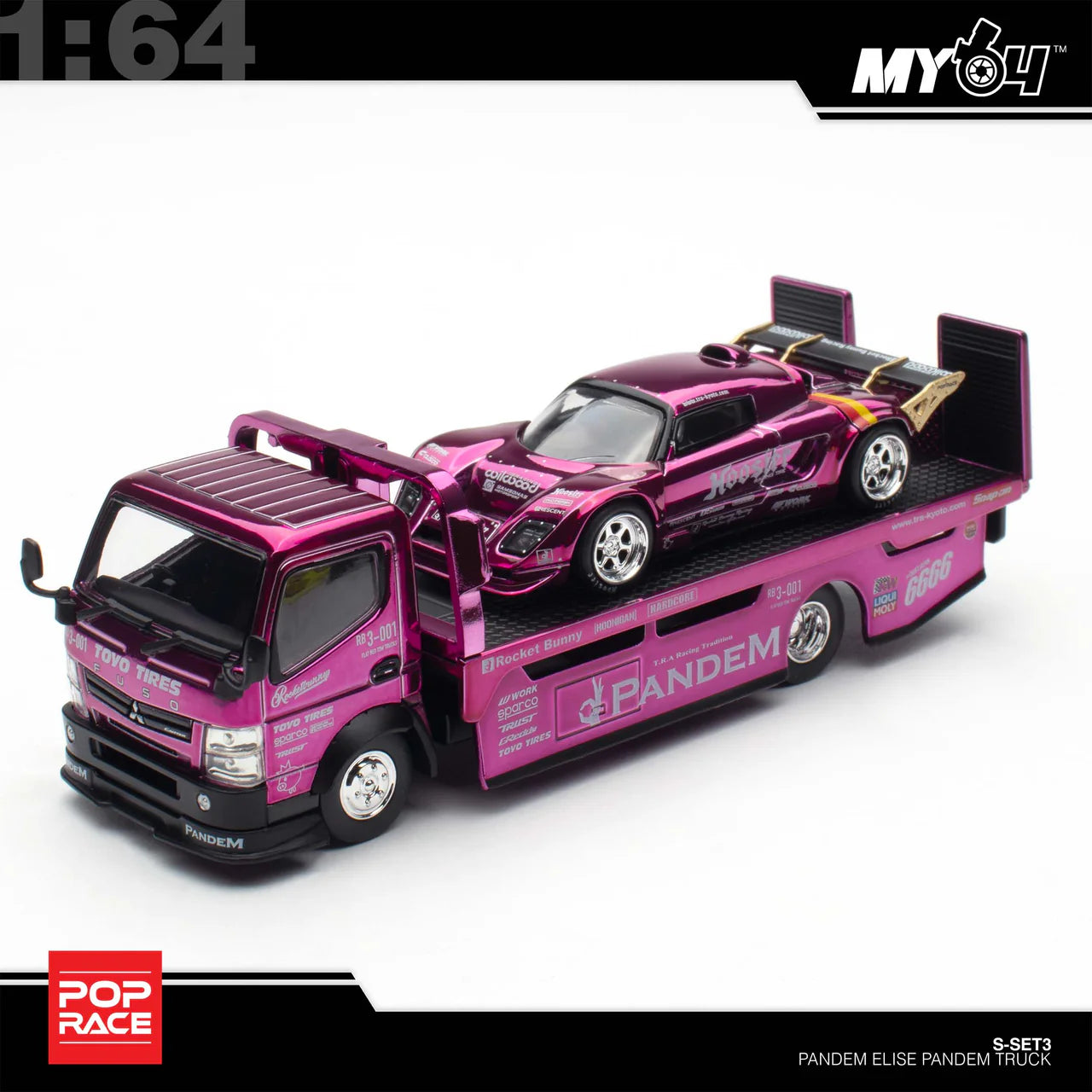 Pop Race Pandem Lotus Elise Purple Chrome Truck Set HEC 2026 Exclusive