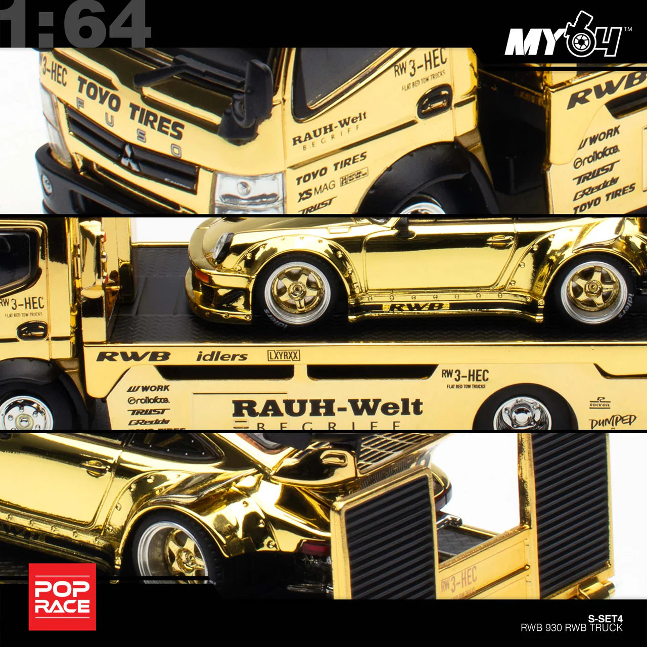 **PRE ORDER** Pop Race RWB 930 Gold Chrome Truck Set Exclusive HEC 2026