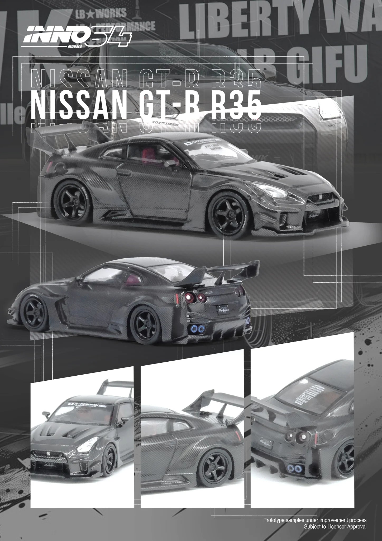 INNO64 LBWK NISSAN GT-R (R35) LBWK SUPER SILHOUETTE 35GT-RR Full Carbo ...