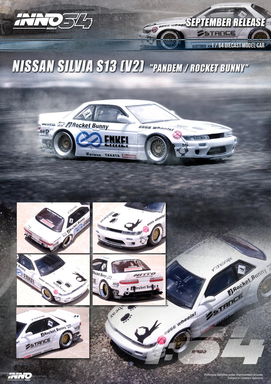 INNO64 Nissan Silvia S13 (V2) Pandem / Rocket Bunny" White"