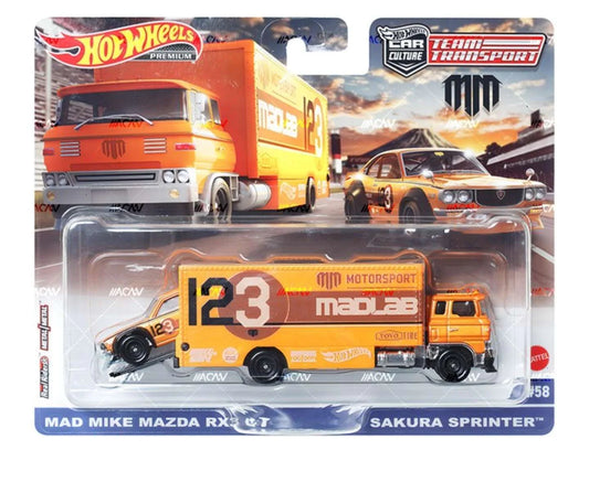 Hot Wheels Premium Team Transporter Mad Mike Mazda RX-3 #58