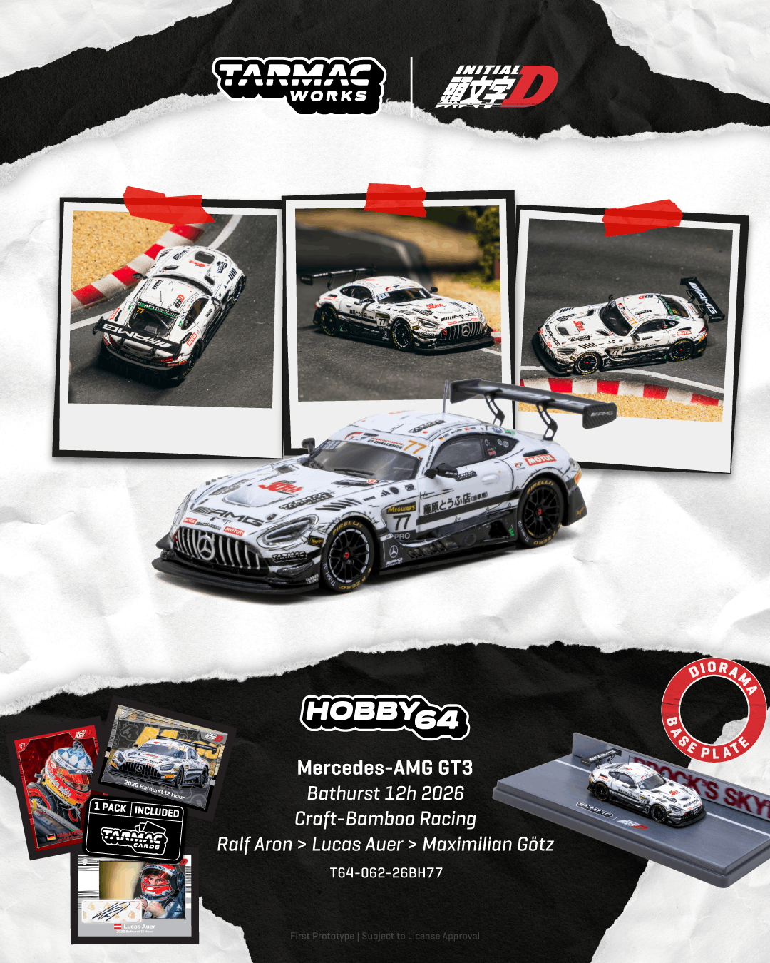 **PRE ORDER** Tarmac Works Hobby64 Mercedes-AMG GT3 Bathurst 12Hr 2026 Craft-Bamboo Racing Ralf Aron / Lucas Auer / Maximilian Götz