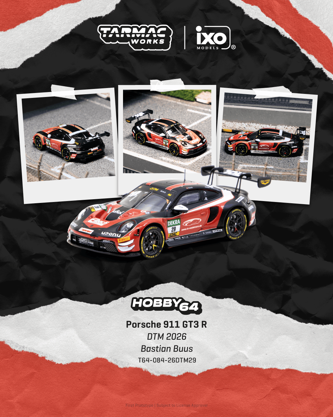 **PRE ORDER** Tarmac Works Hobby64 Porsche 911 GT3 R DTM 2026