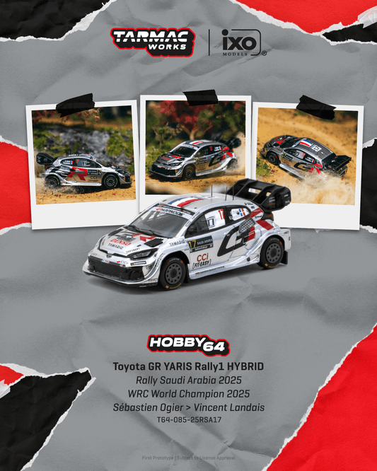 **PRE ORDER** Tarmac Works Hobby64 Toyota GR Yaris Rally1 Hybrid Rally Saudi Arabia 2025 WRC World Champion