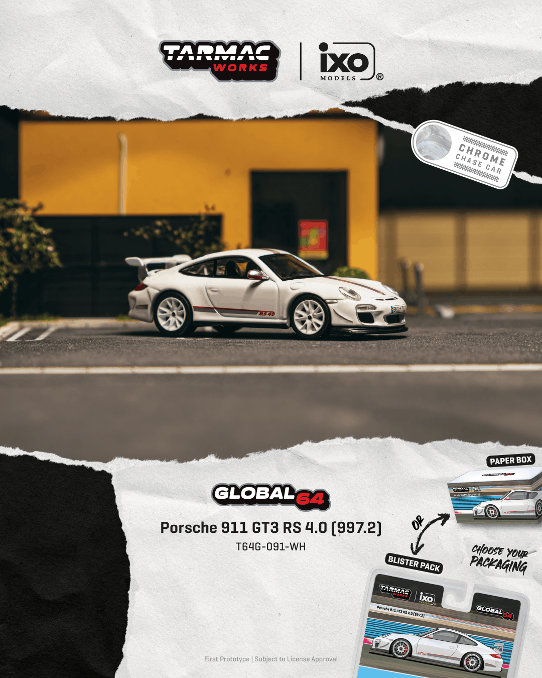 **PRE ORDER** Tarmac Works Porsche 911 GT3 RS 4.0 997.2 - T64G-091-WH