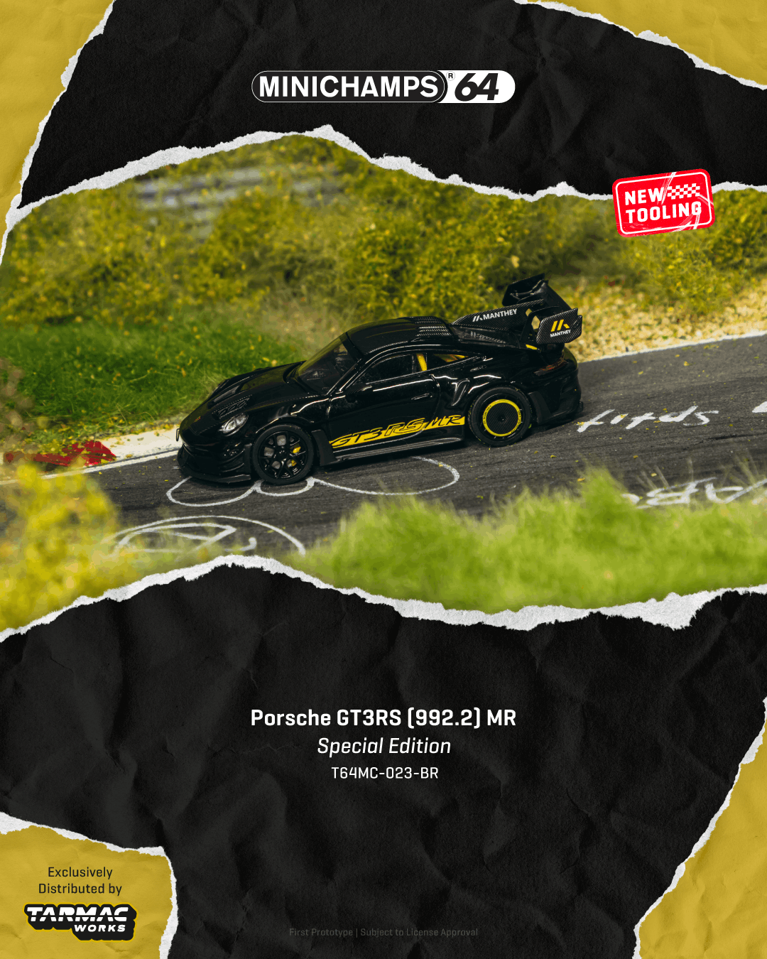 **PRE ORDER** Tarmac Works x Mini Champs Porsche GT3RS MR Special Edition Black - T64MC-023-BR