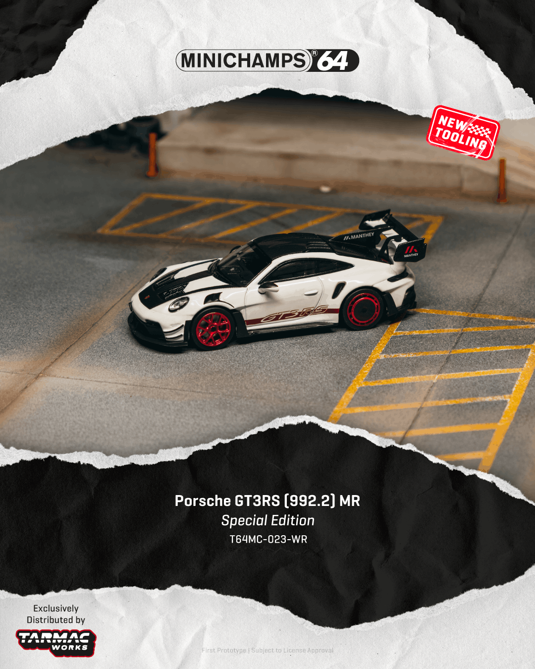 **PRE ORDER** Tarmac Works Porsche GT3RS MR White / Red - T64MC-023-WR
