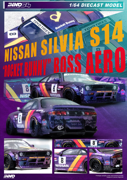 **PRE ORDER** INNO64 Nissan Silvia (S14) Boss "ROCKET BUNNY" Purple