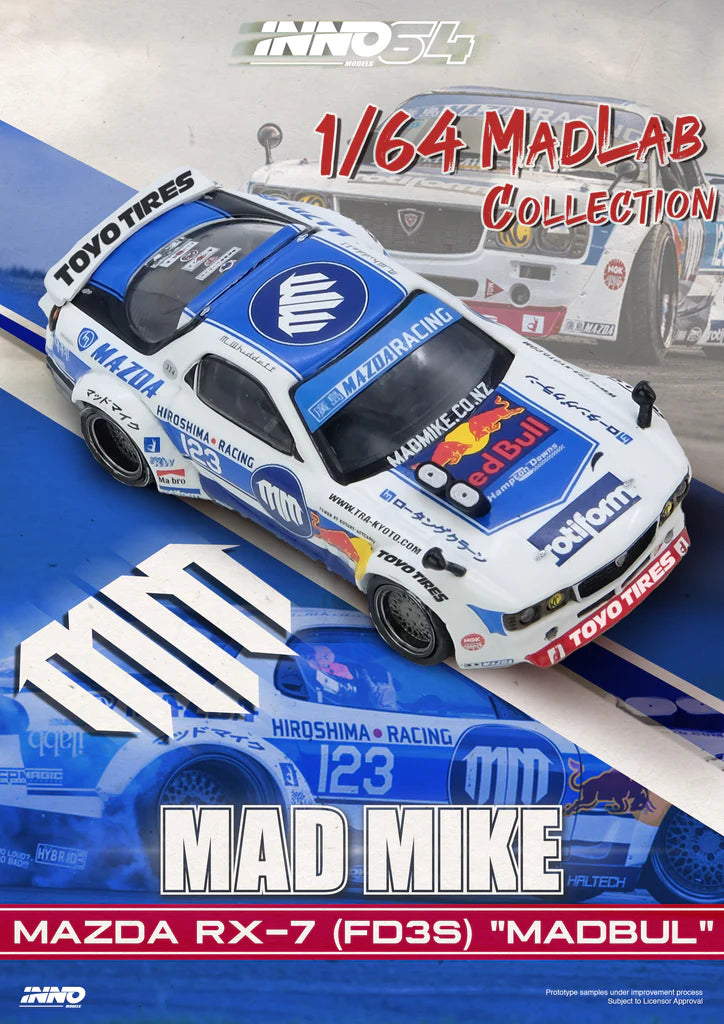 INNO64 Mad Mike Mazda RX-7 FD3S Pandem Rocket Bunny "MADBUL" MADLAB Collection