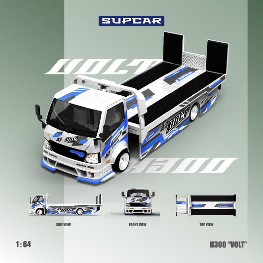 **PRE ORDER** SupCar H300 Flat Transport Trailer Truck ADVAN "Volt" SC647237