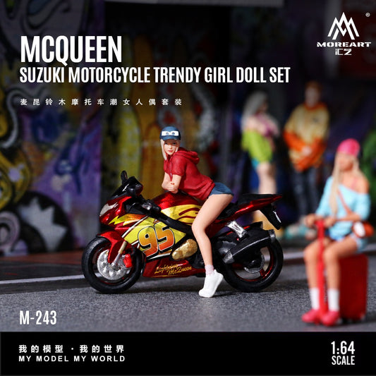 **PRE ORDER** MoreArt McQueen Suzuki Motorcycle Trendy Woman Figure Set - Resin Model MO222243