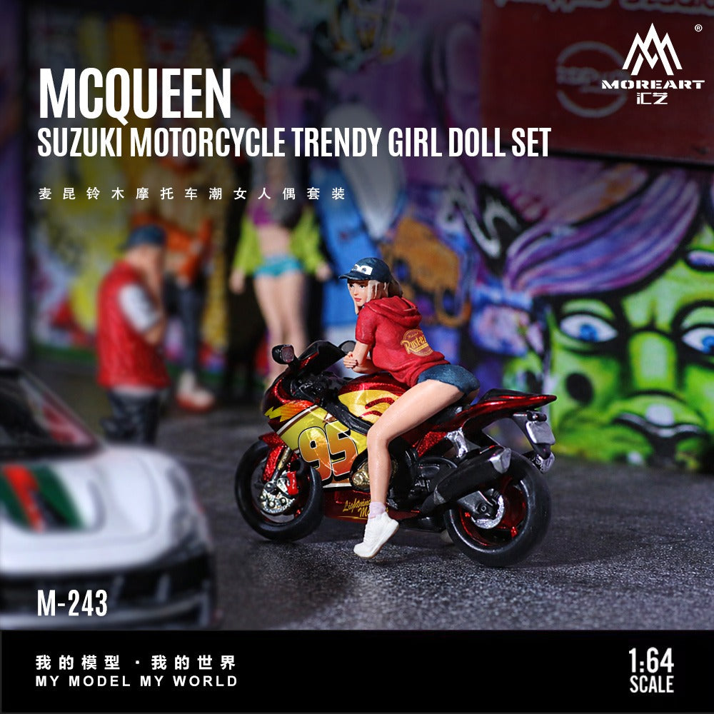 **PRE ORDER** MoreArt McQueen Suzuki Motorcycle Trendy Woman Figure Set - Resin Model MO222243