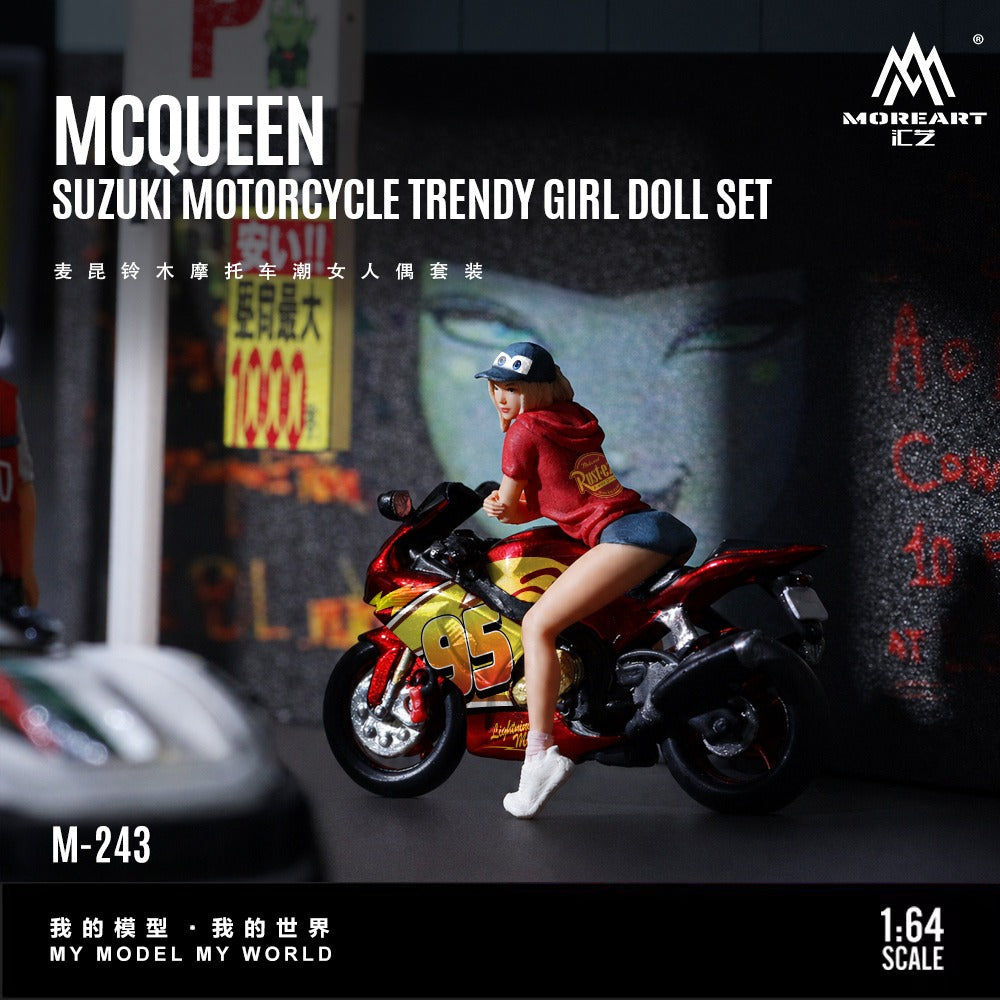 **PRE ORDER** MoreArt McQueen Suzuki Motorcycle Trendy Woman Figure Set - Resin Model MO222243