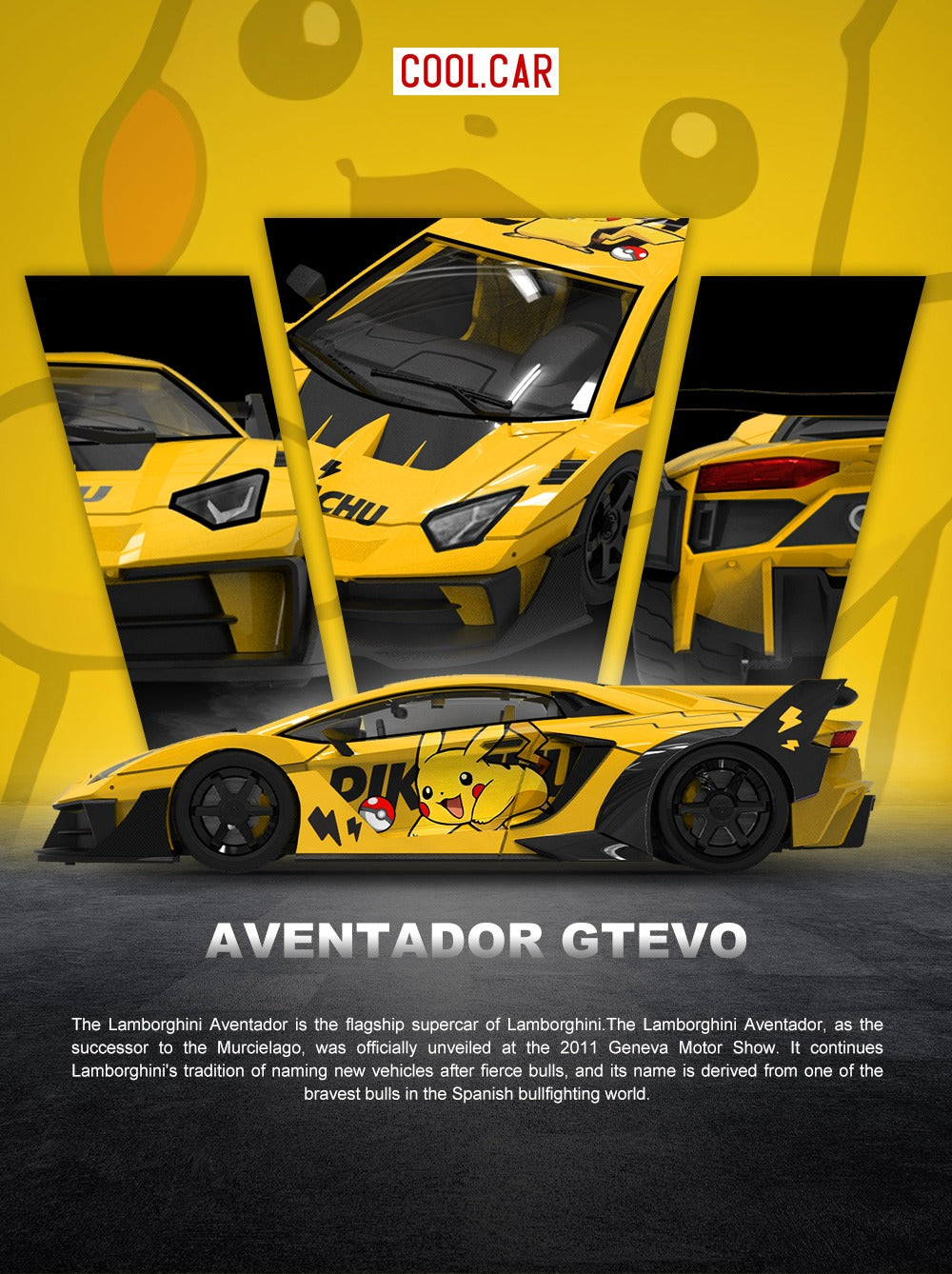 **PRE ORDER** Cool Car Lamborghini Aventador GTEVO Pikachu