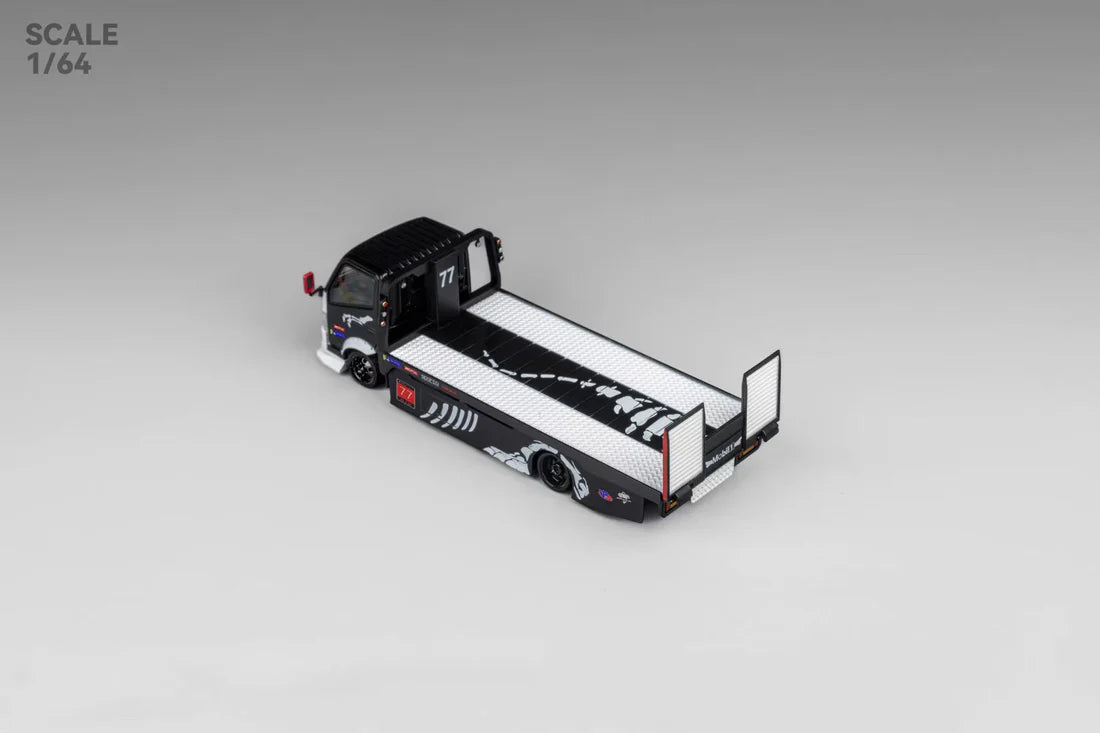 ** PRE ORDER** Micro Turbo Mega Gear Custom Extendable Tow Truck Skeleton Dinosaur Livery Black & White