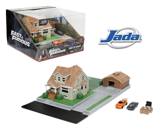Pre Order - Jada Nano Scene - Fast & Furious Dom's House With Charger & Toyota Supra Hollywood Rides