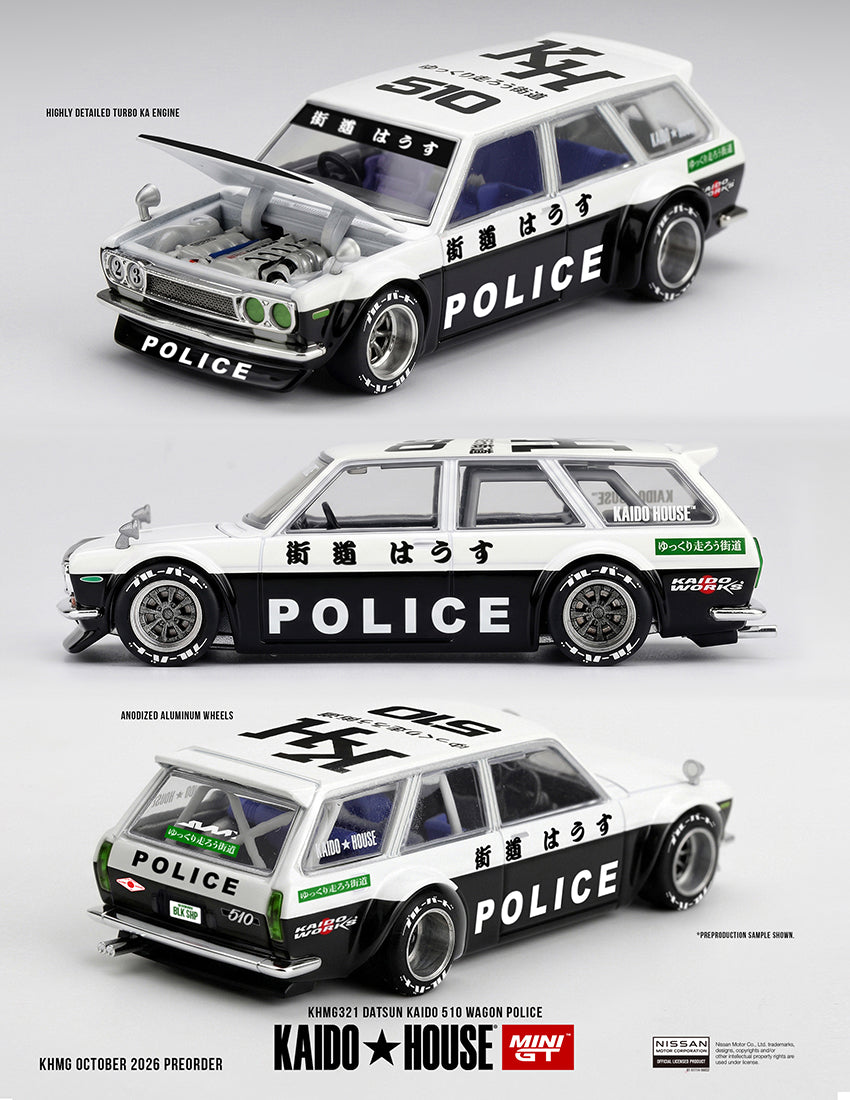 **PRE ORDER** Kaido House x Mini GT Datsun KAIDO 510 Wagon Police - KHMG321