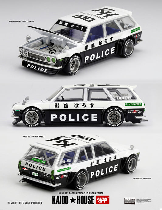 **PRE ORDER** Kaido House x Mini GT Datsun KAIDO 510 Wagon Police - KHMG321