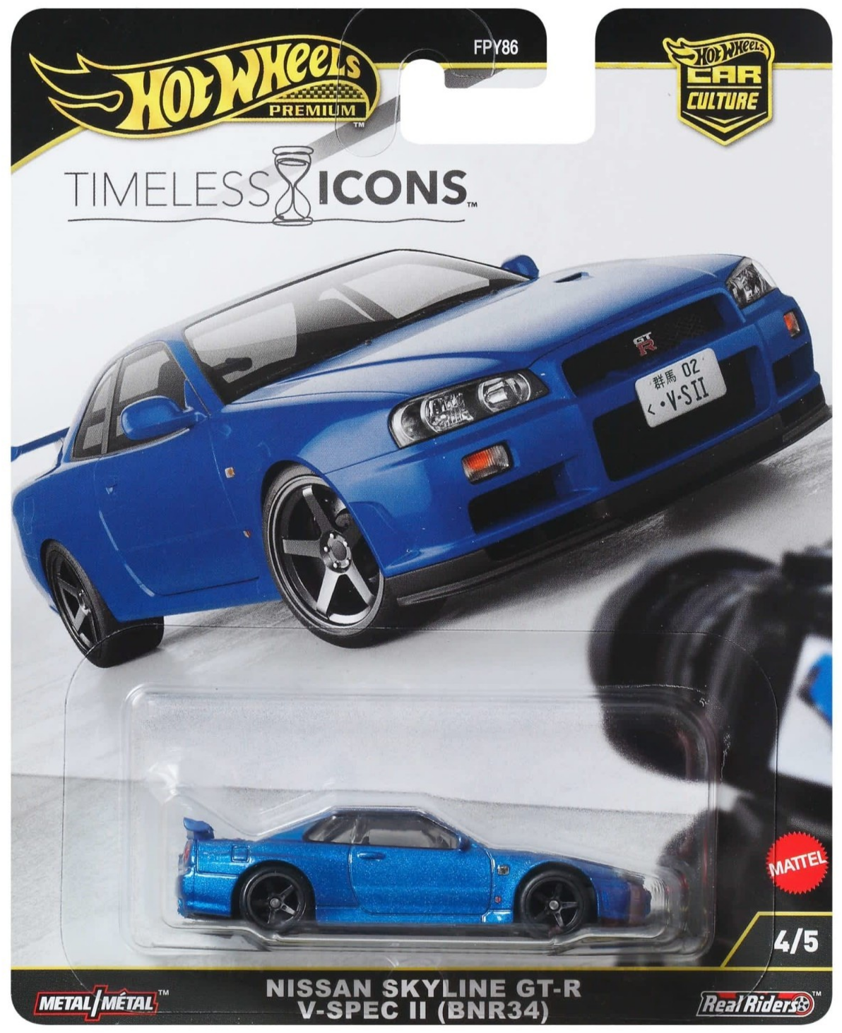 Hot Wheels Premium Car Culture Timeless Icons Nissan Skyline GTR V-Spec 2 BNR34